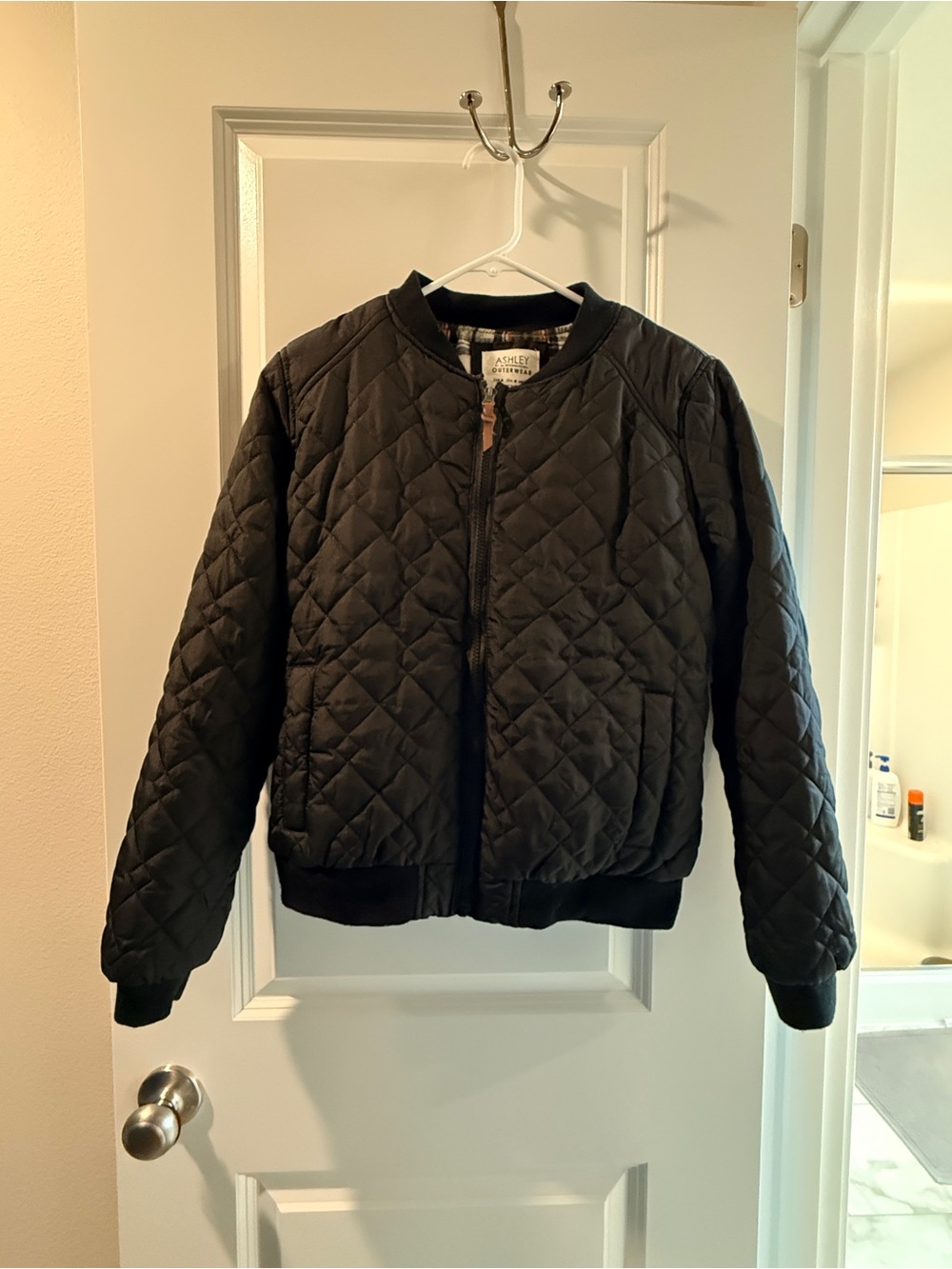 Ashley By 26 International Black Quilted Bomber Jacket